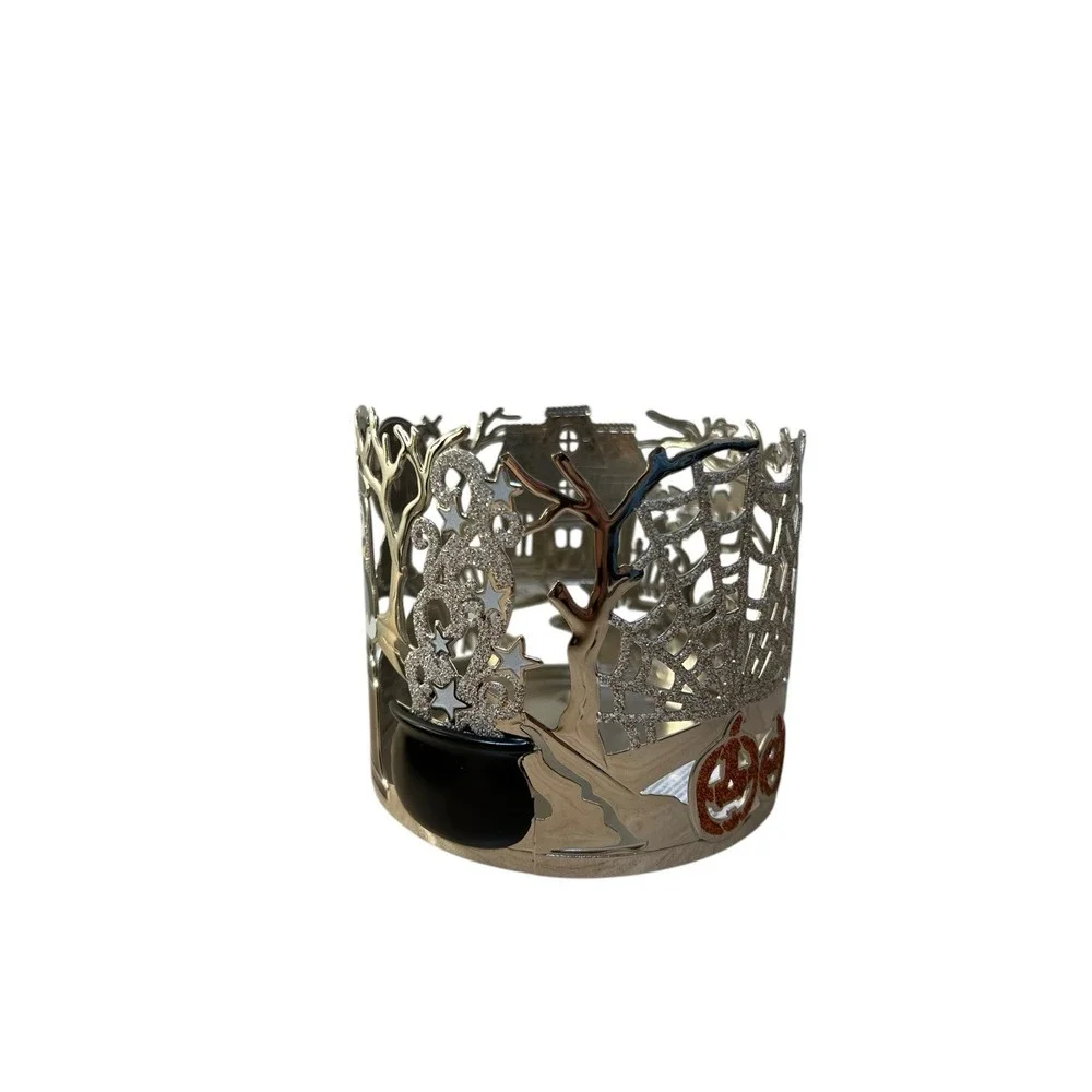 Bath & Body Works Halloween Witch Haunted House Pumpkin Bat 3 Wick Candle Holder